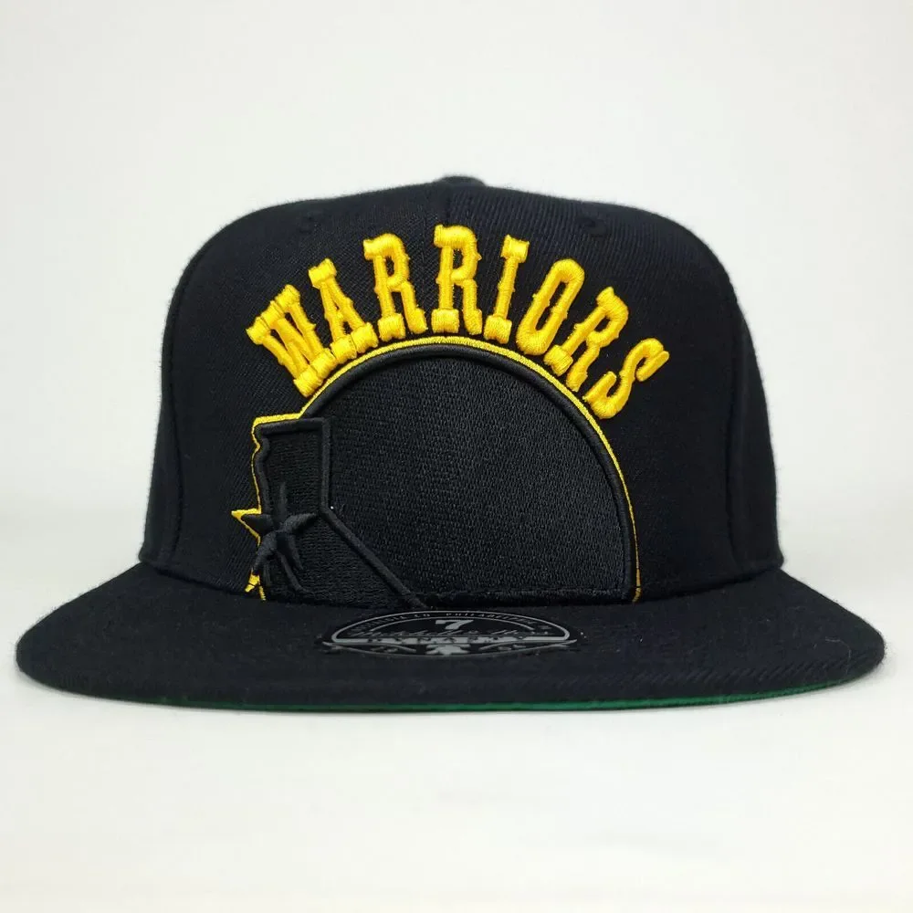 Golden State Warriors Mitchell & Ness NBA‎ Fitted 7 Flatbill Hat Cap 3D Logo NWT